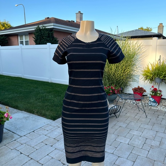 DeFacro stretchy black and brown dress size 40.  USA L - Picture 1 of 8